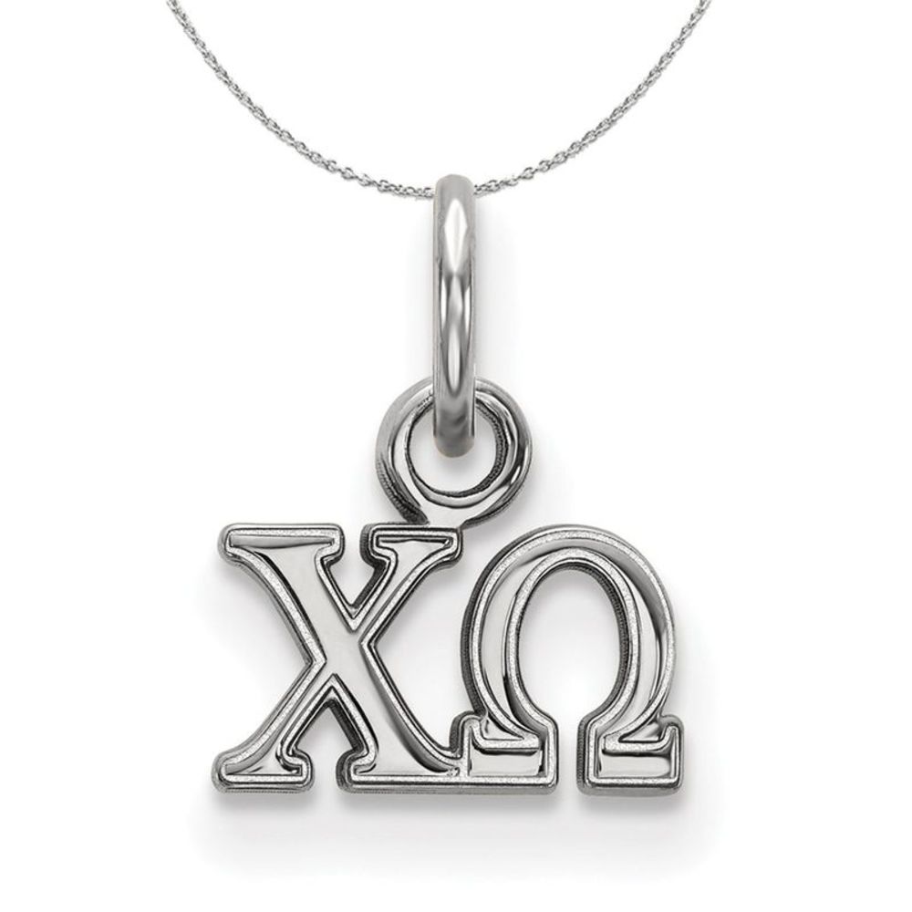 Sterling Silver Chi Omega XS (Tiny) Greek Necklace - 16 Inch
